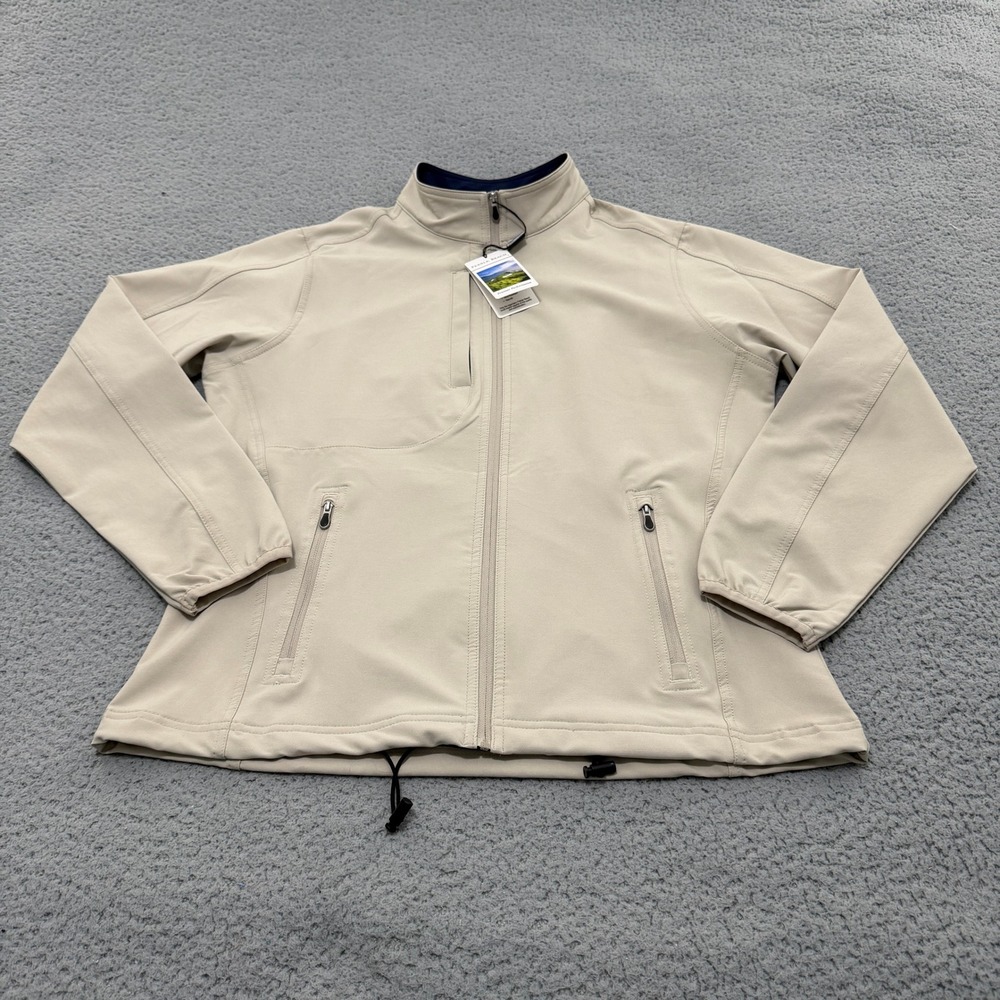 Pebble Beach Jacket Womens Large Golf Full Zip Beige Performance NEW